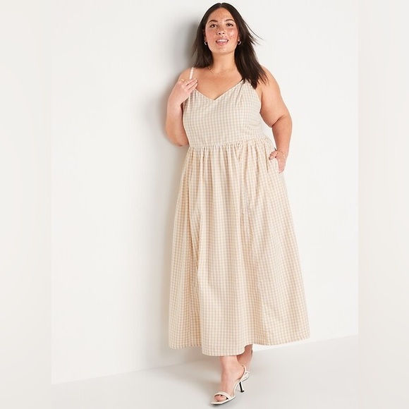 Old Navy Gingham Cotton-Poplin Cami Maxi Swing Dress XL - Picture 5 of 14